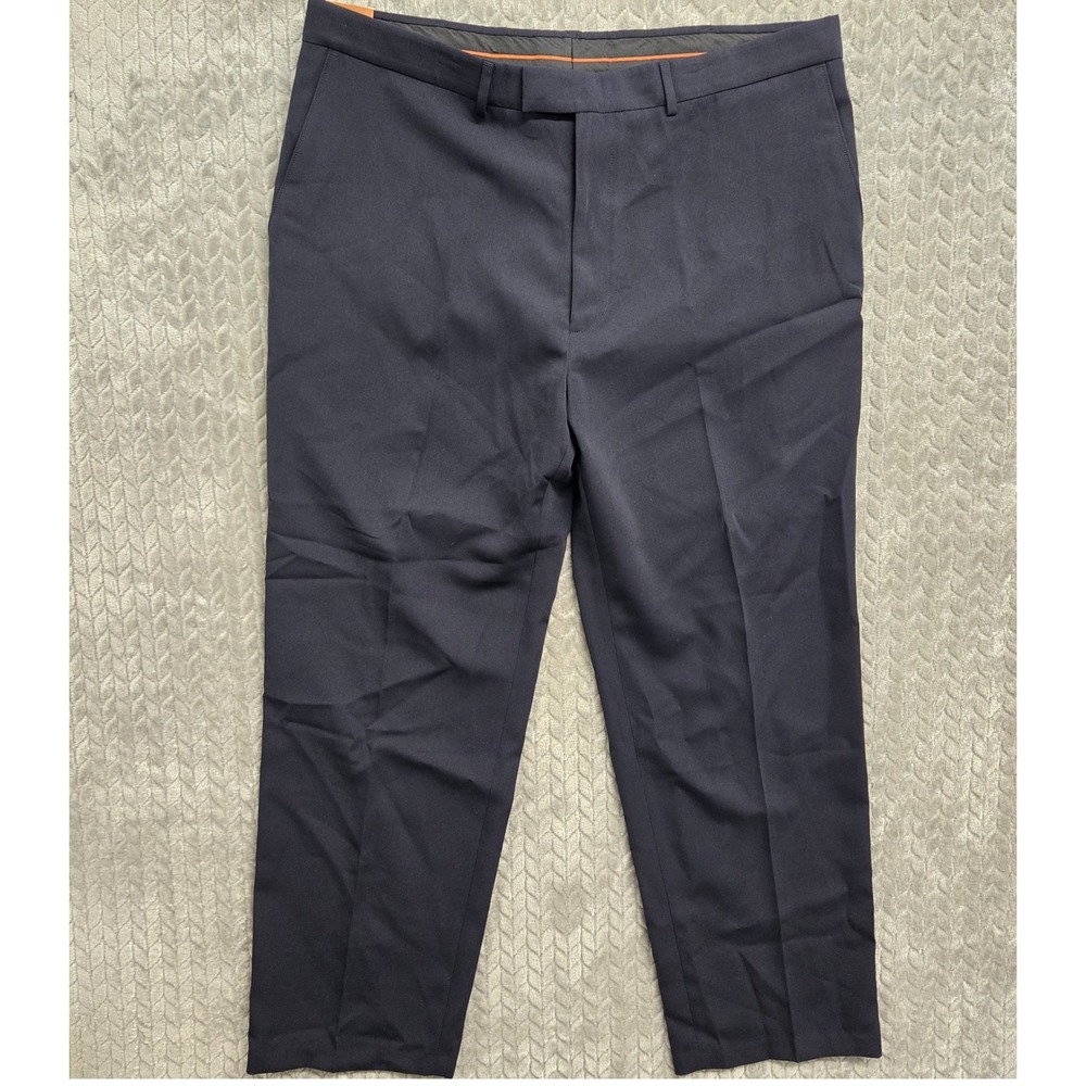 Haggar Gabardine Navy Blue Smart Fiber Classic Fit Dress Pants 40X32 New